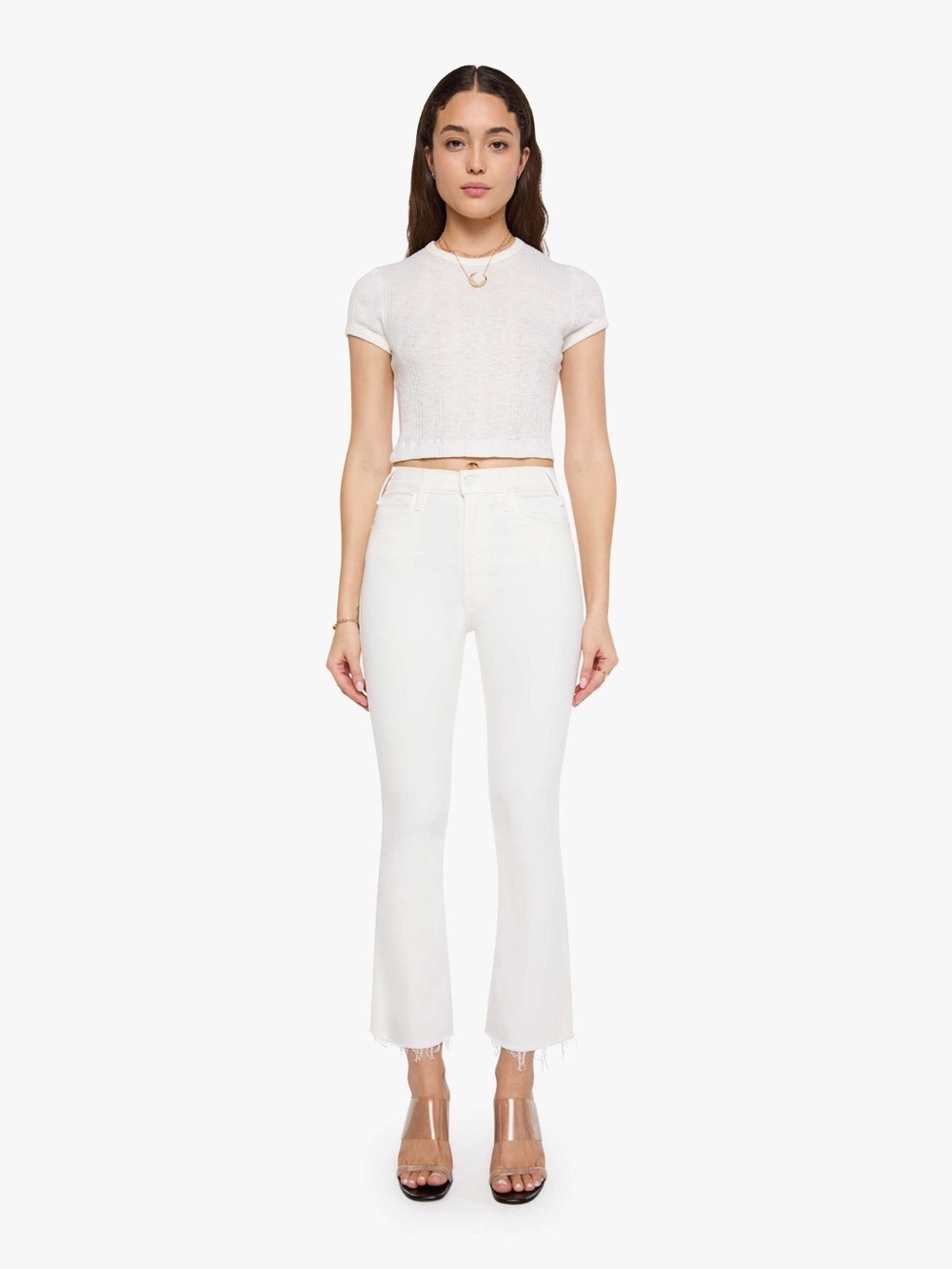 MOTHER The Hustler Ankle Fray Fairest Of Them All White Jeans Size 27
